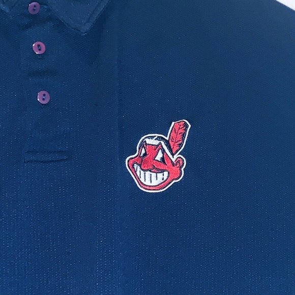 4X Majestic MLB Cleveland Indians Chief Wahoo Polo - Picture 7 of 8